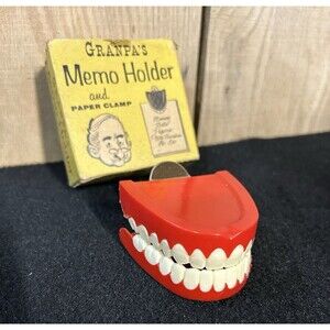 Grandpas Memo Holder And Paper Clamp Novelty False Teeth 1958 B1